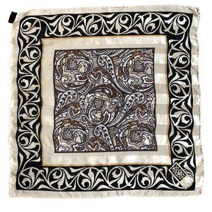 Vintage Mary Kay Elige Hand Rolled Novelty 100% Silk Handkerchief Scarf